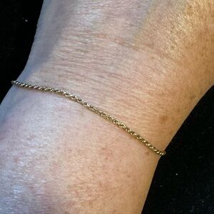 14k Gold Rope Chain Bracelet 7.5” 2.2 Grams